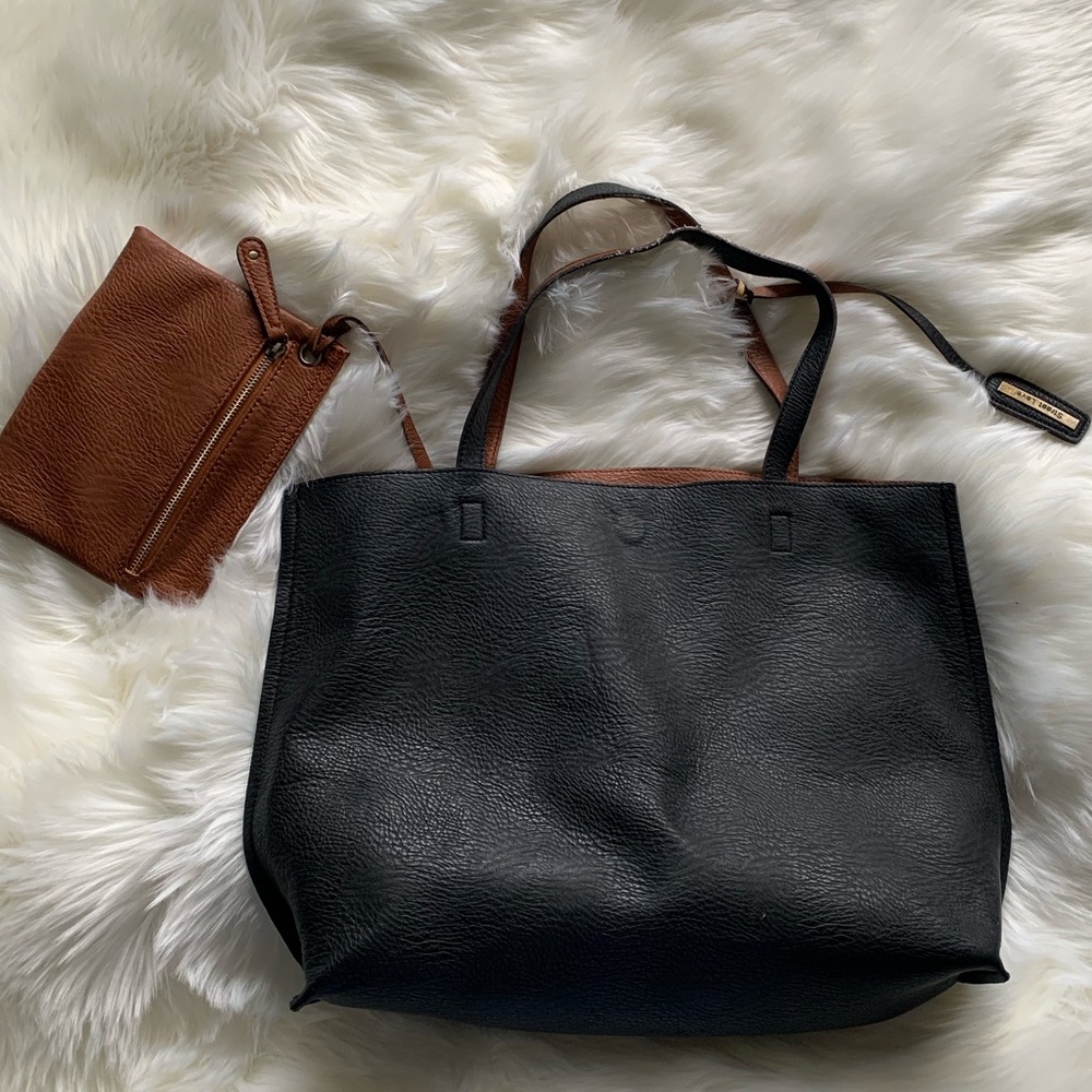 Black Faux Leather Tote